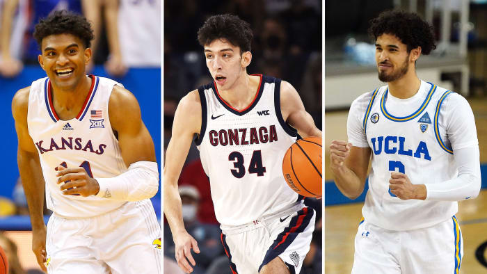 Kansas's Remy Martin; Gonzaga's Chet Holmgren; UCLA's Johnny Juzang